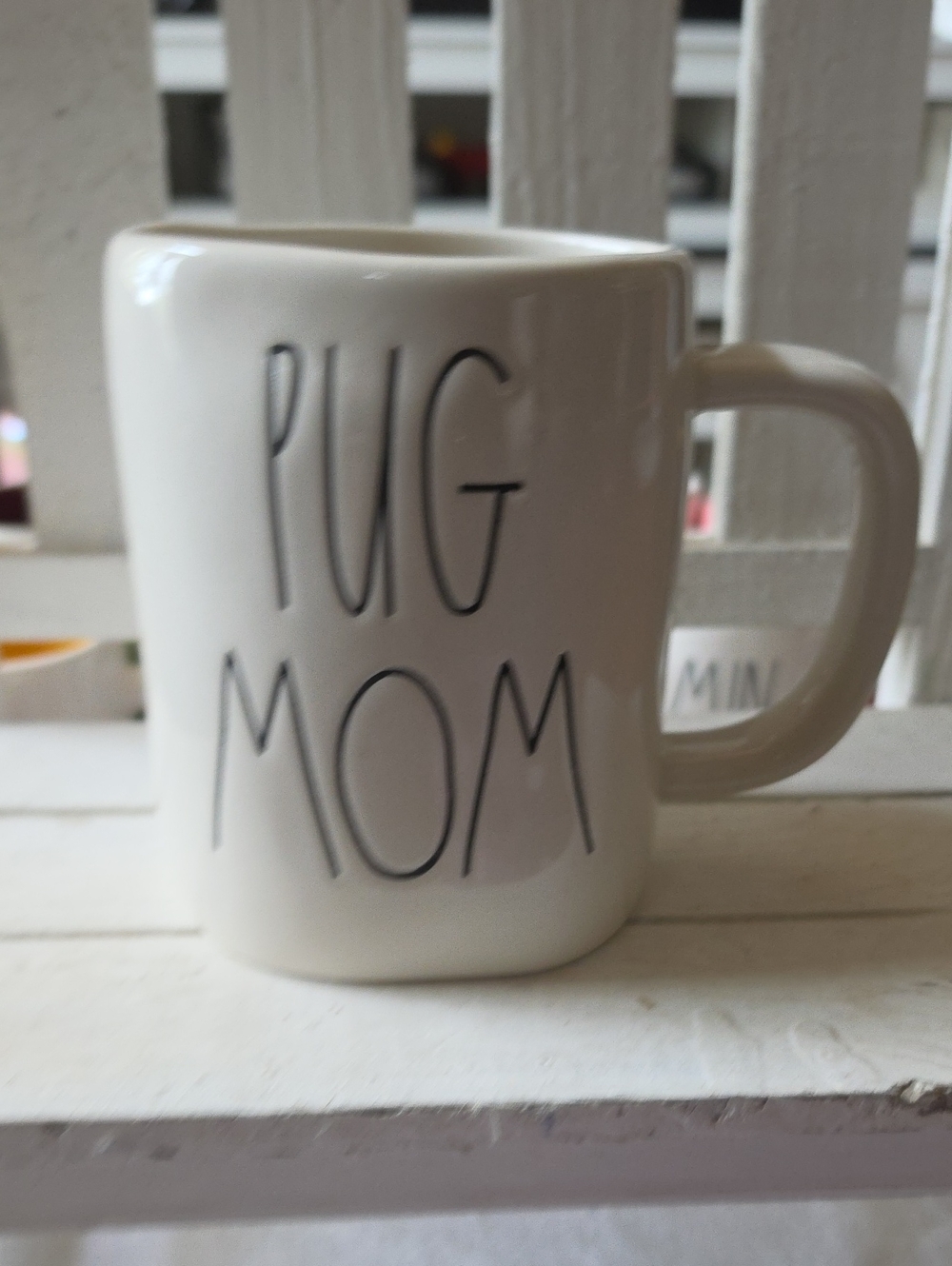 Rae Dunn Pug Mom White Ceramic Mug